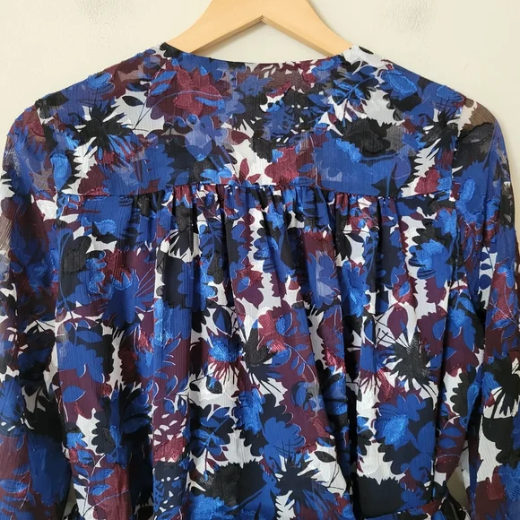 Whistles Women's Multicolour Floral Williamsburg Jacquard Long Sleeve Blouse Top - Picture 6 of 10